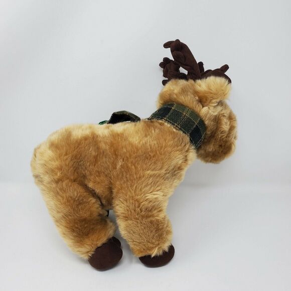 Dan Dee 13" Plush Stuffed Animal Moose Brown Scarf Green Blue Plaid Wilderness - Picture 4 of 7